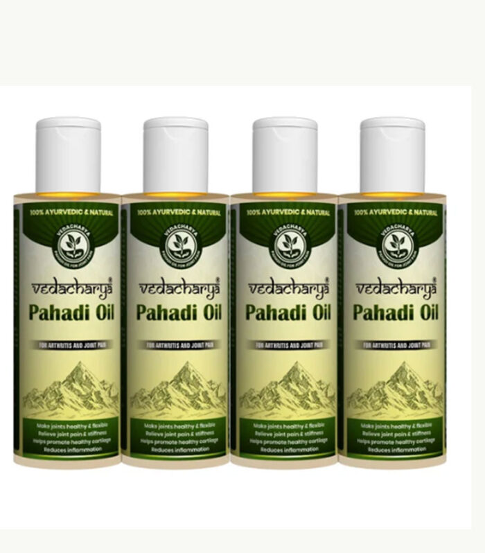 Ayurvedic Vedacharya Pahadi Oil- Joint and Muscle Pain Relief Oil-200ml X 4 Bottles